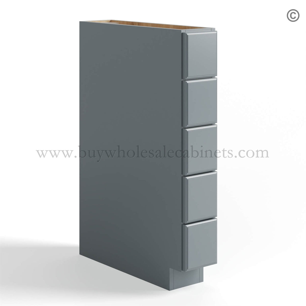 Gray Shaker Base Spice Cabinet with 5 Drawers