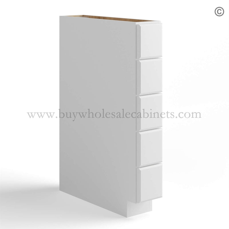 White Shaker Base Spice Cabinet with 5 Drawers