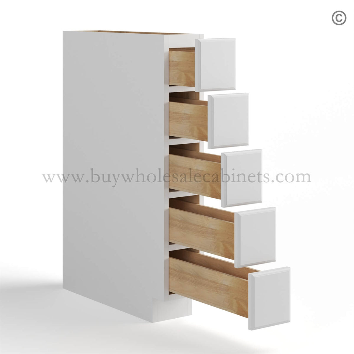 White Shaker Base Spice Cabinet with 5 Drawers