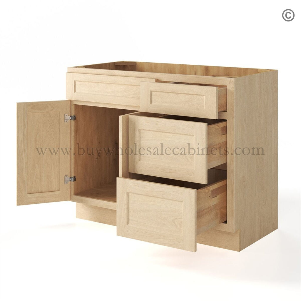 Unfinished Shaker 42″ Vanity Base Cabinet Combo