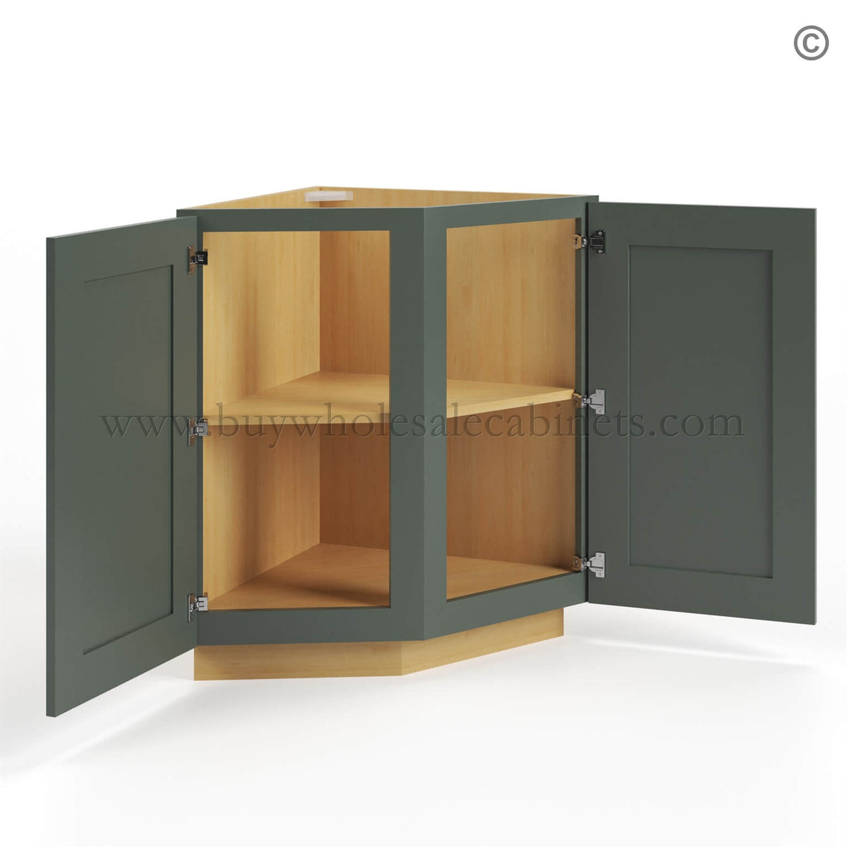 Green Shaker Base End Cabinet