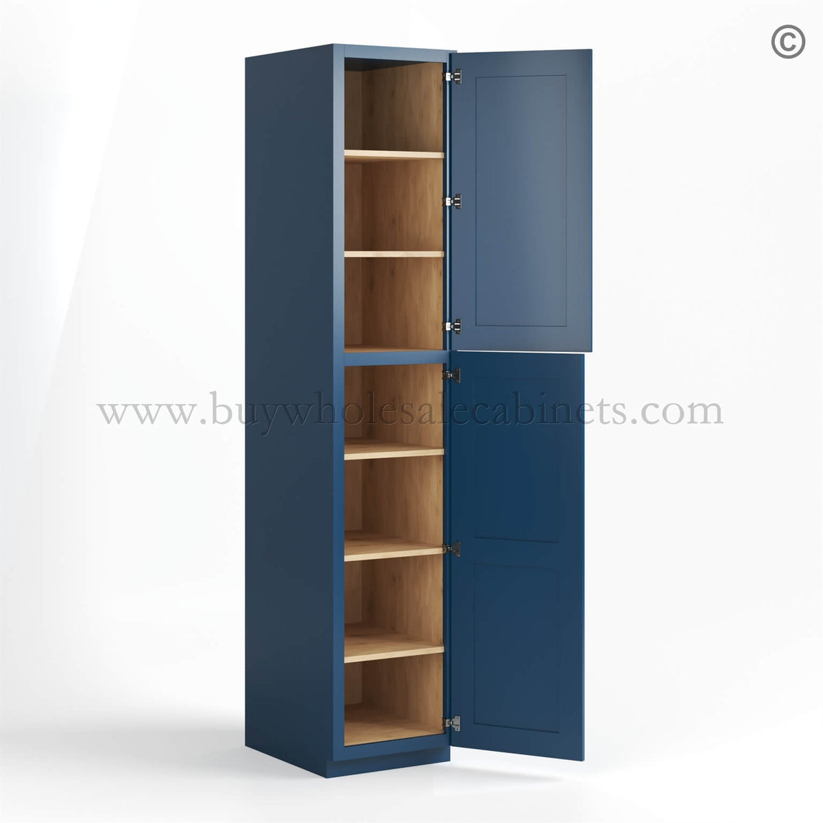 Navy Blue Shaker 18″ W Two Single Door Utility Pantry Cabinet