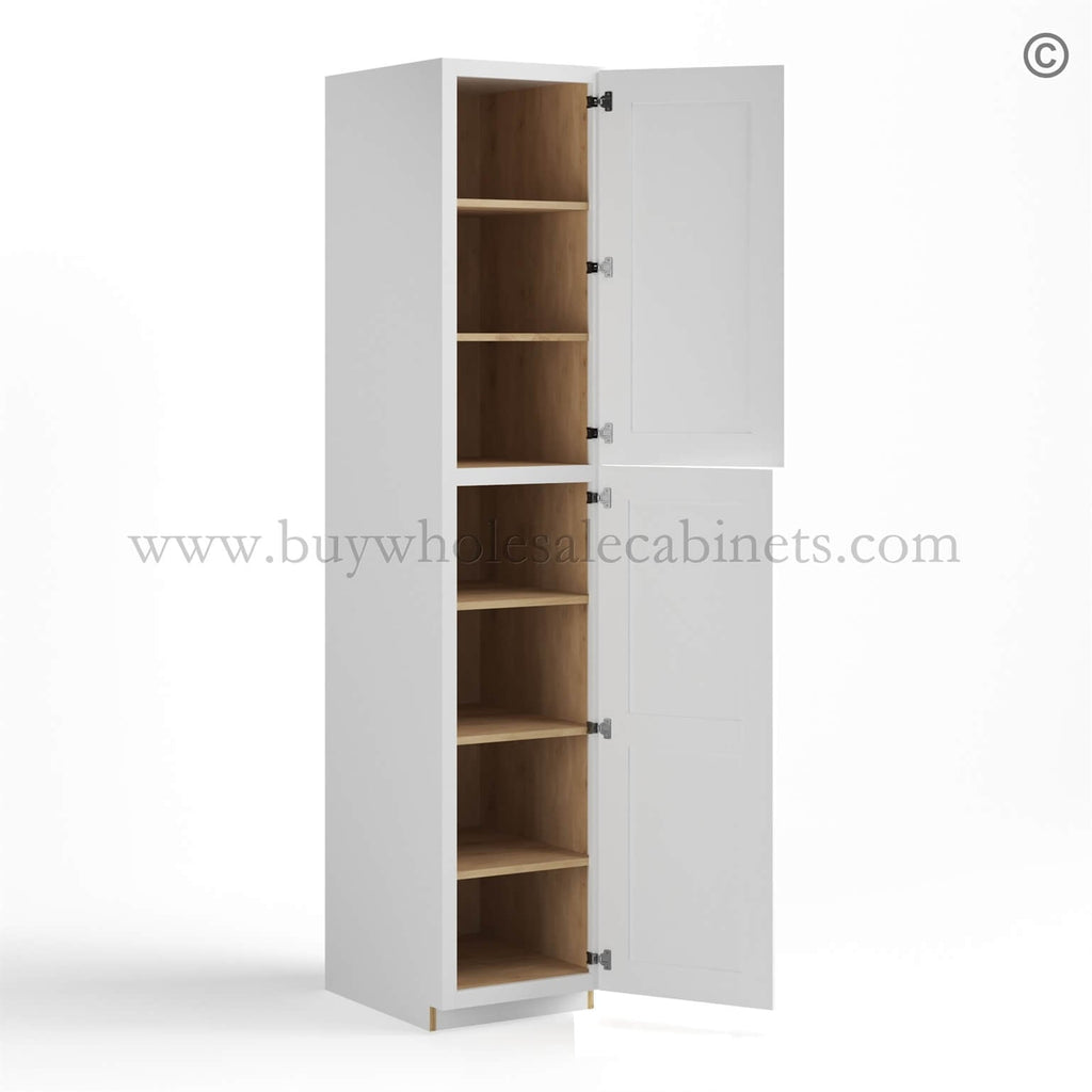 White Shaker 18″ W Two Single Door Utility Pantry Cabinet