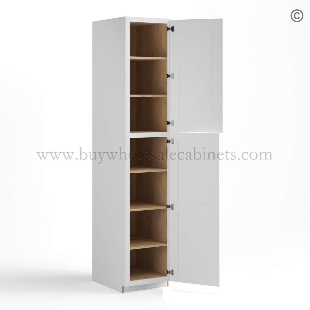 White Shaker 18″ W Two Single Door Utility Pantry Cabinet