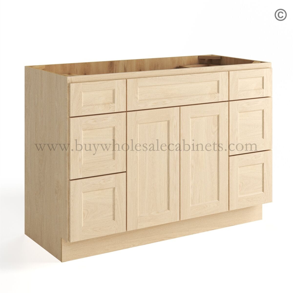 Unfinished Shaker 48″ Vanity Base Cabinet Combo