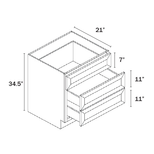 Dorian Gray Shaker Vanity Drawer Base Cabinet