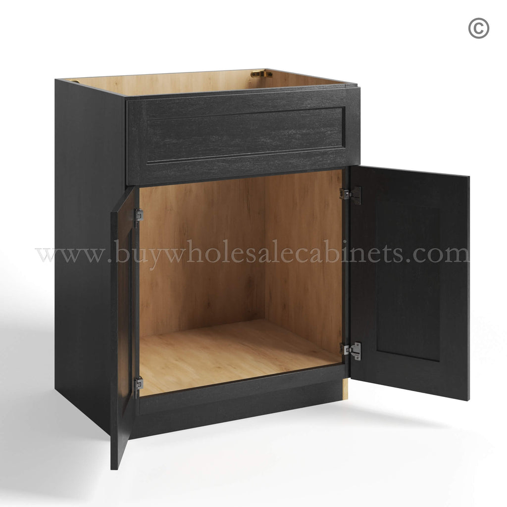 Charcoal Black Shaker Vanity Sink Base Cabinet