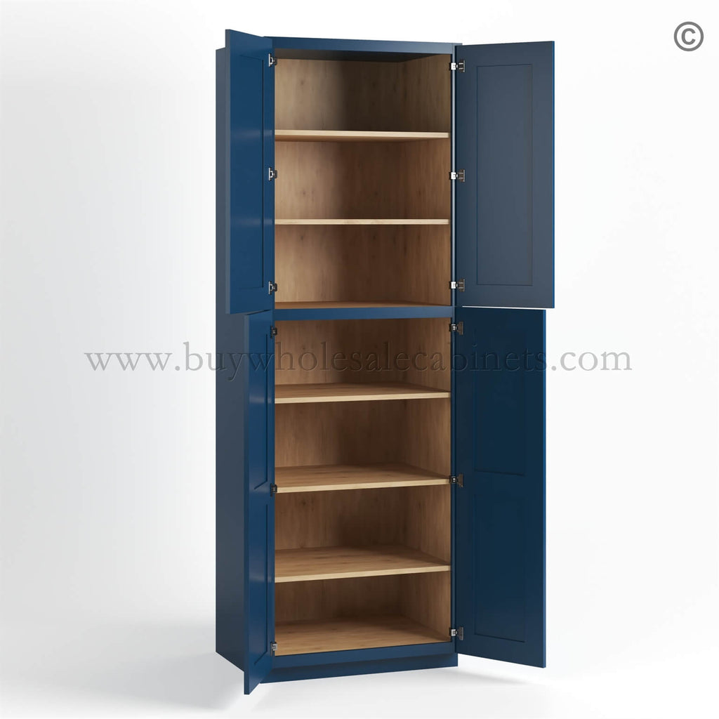 Navy Blue Shaker 30″ W Two Double Door Utility Pantry Cabinet