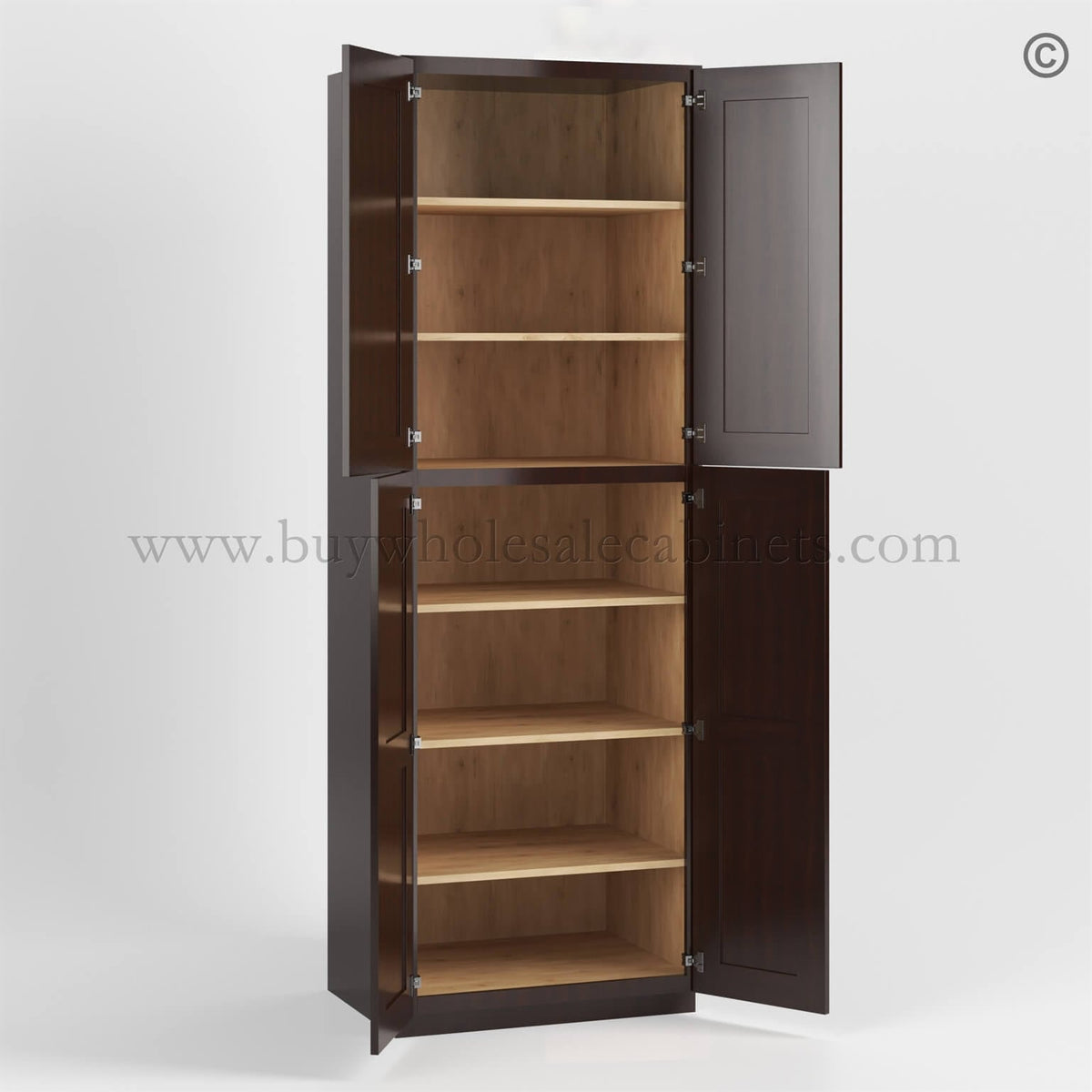 Shaker Espresso 24″ W Two Double Door Utility Pantry Cabinet