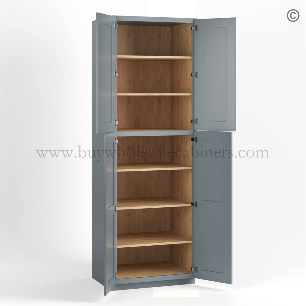 Gray Shaker 24″ W Two Double Door Utility Pantry Cabinet