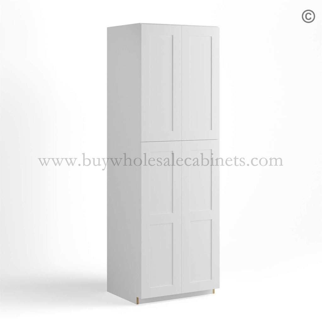 White Shaker 30″W Two Double Door Utility Pantry Cabinet