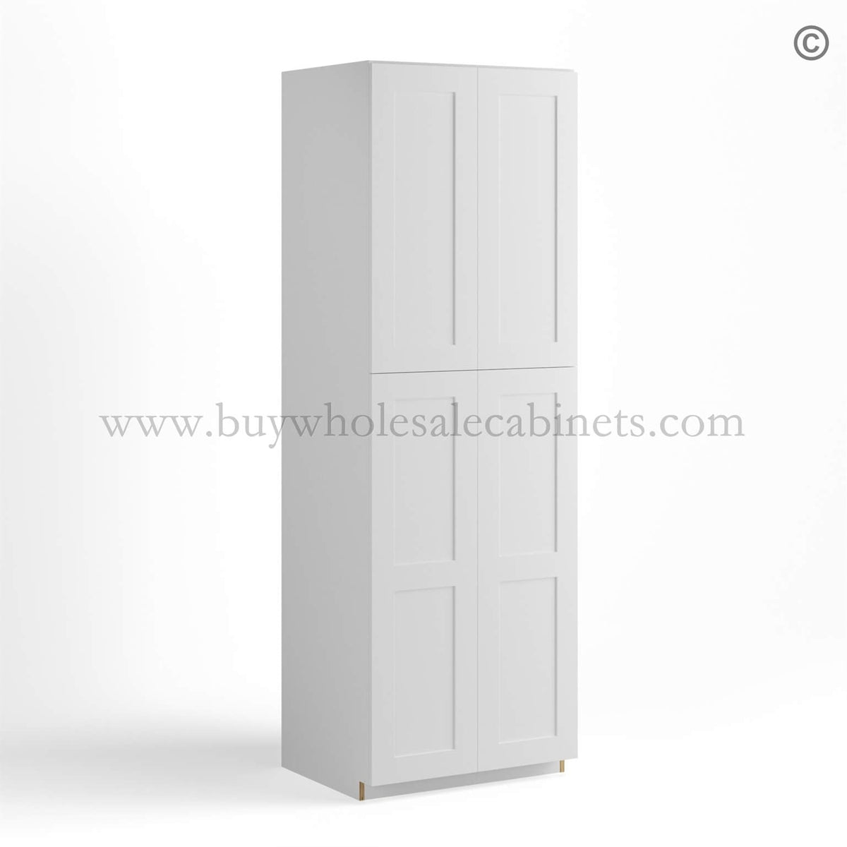 White Shaker 30″W Two Double Door Utility Pantry Cabinet