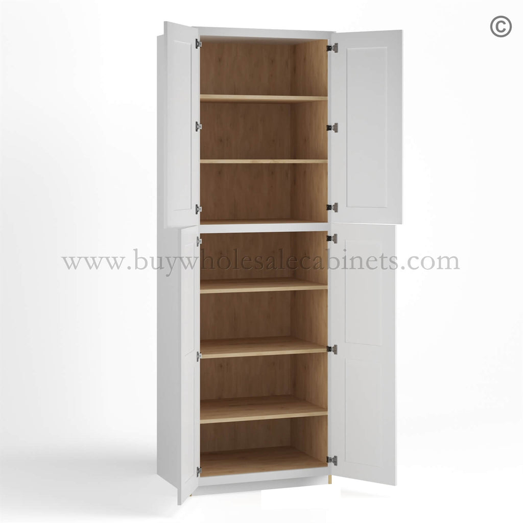White Shaker 24″ W Two Double Door Utility Pantry Cabinet
