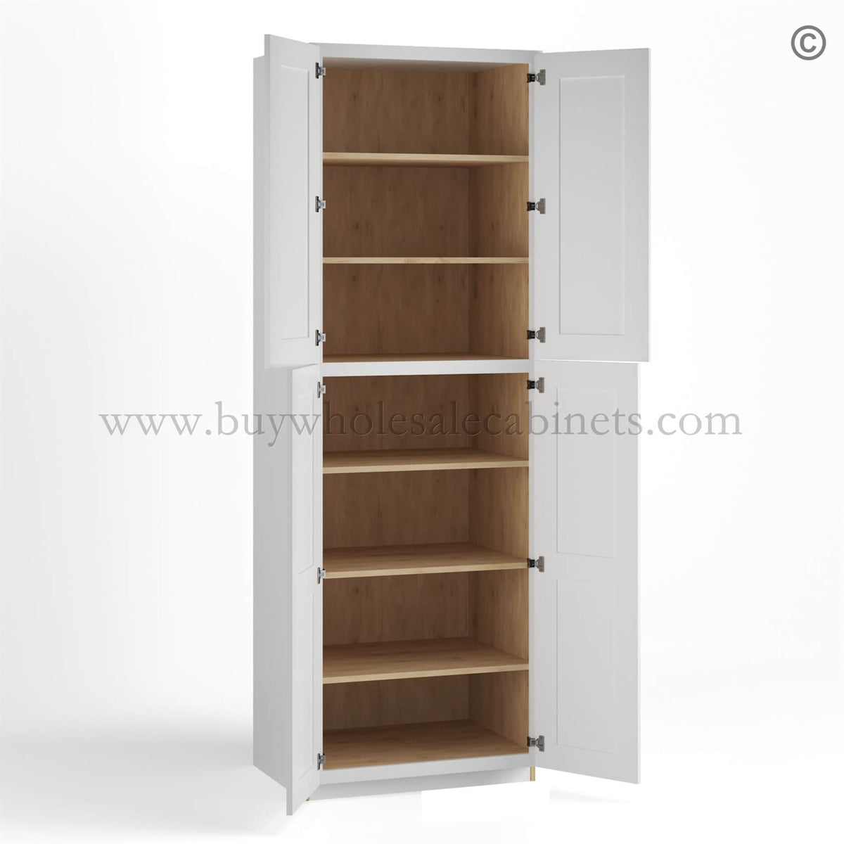 White Shaker 24″ W Two Double Door Utility Pantry Cabinet