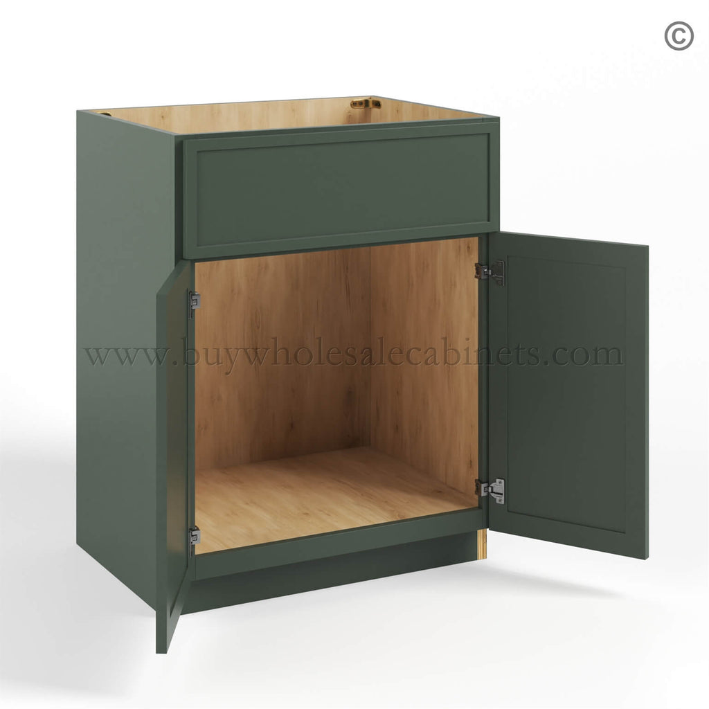 Slim Shaker Green Vanity Sink Base Cabinet