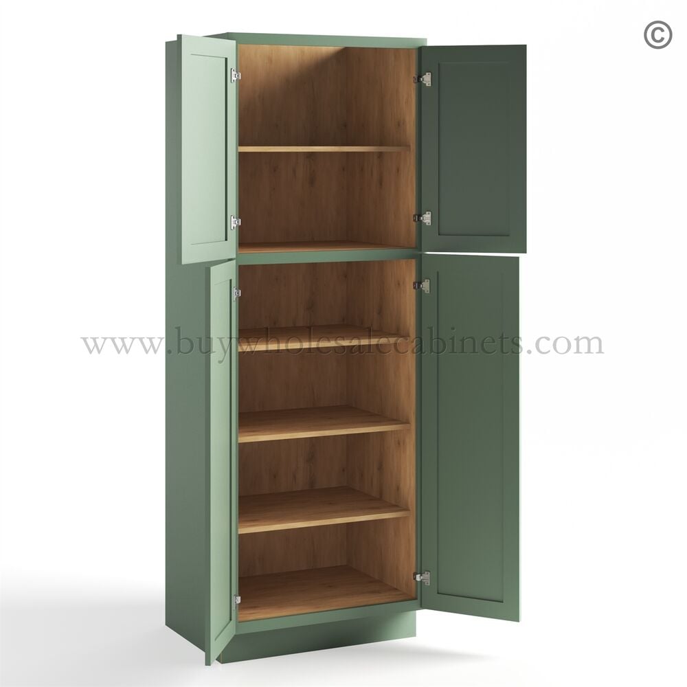 Jade Green Shaker 24″/30″ Pantry Cabinet Double Door