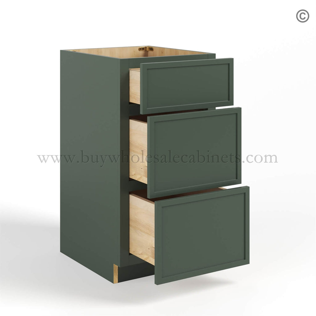 Slim Shaker Green Vanity Drawer Base Cabinet