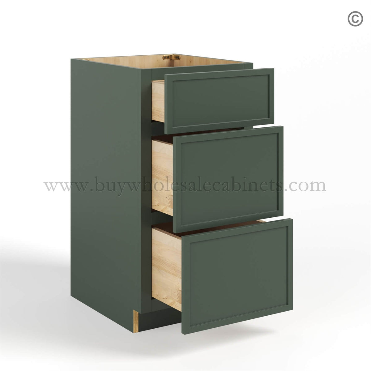 Slim Shaker Green Vanity Drawer Base Cabinet