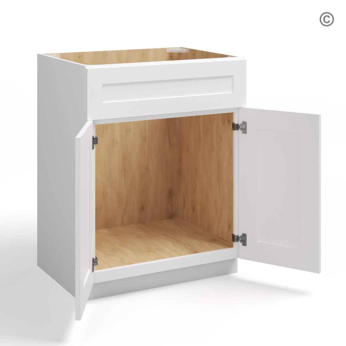 White Shaker Single Vanity Sink Base Cabinet