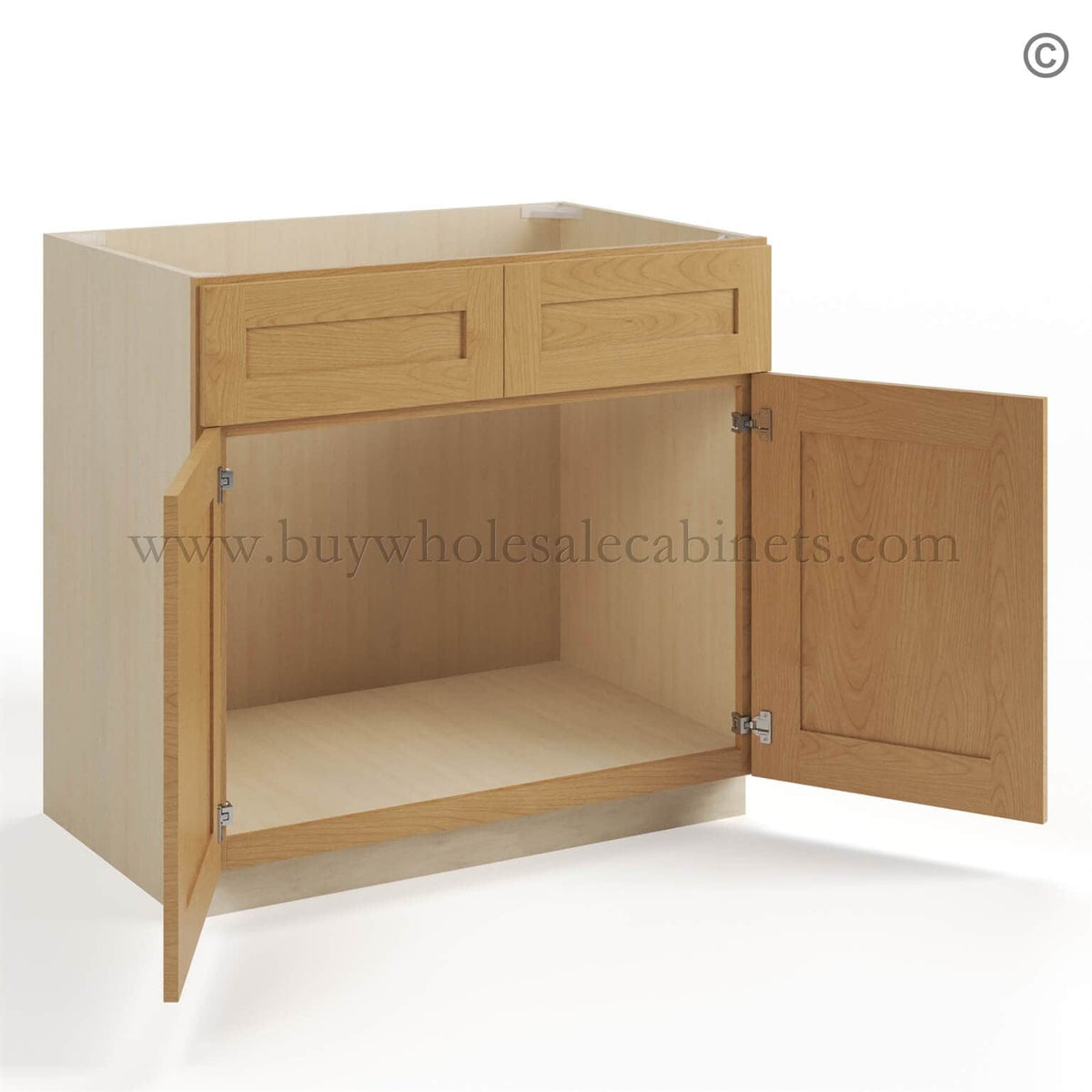 Treasure Chest Shaker Sink Base With Double Doors and False Drawers