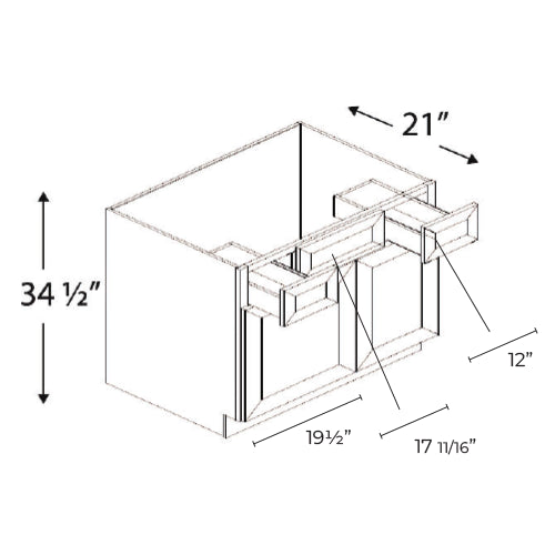 Slim Shaker Green Vanity Sink Base Combo 42″W