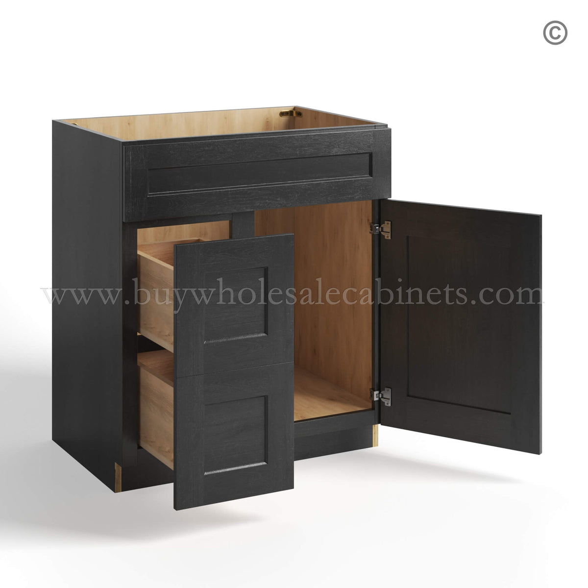 Charcoal Black Shaker Vanity Sink Base Combo 30″W
