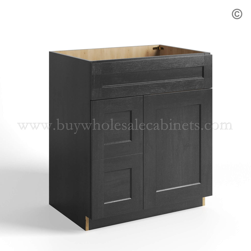 Charcoal Black Shaker Vanity Sink Base Combo 30″W