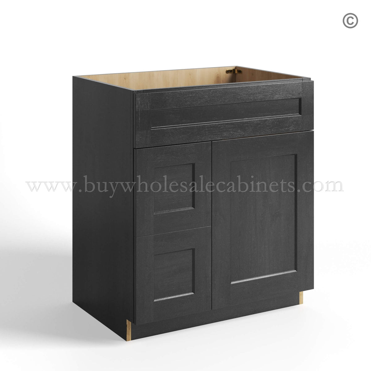 Charcoal Black Shaker Vanity Sink Base Combo 30″W