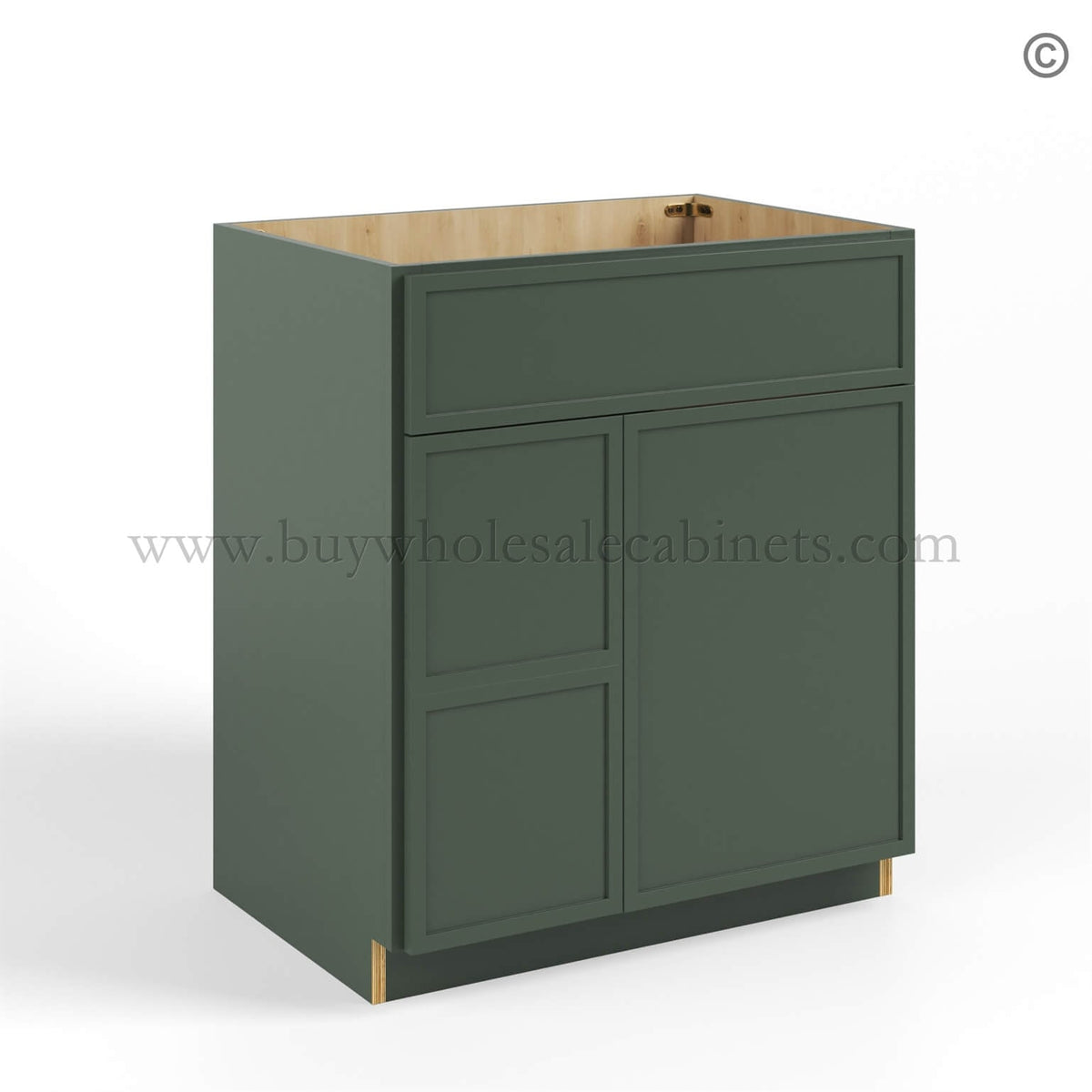 Slim Shaker Green Vanity Sink Base Combo 30″W
