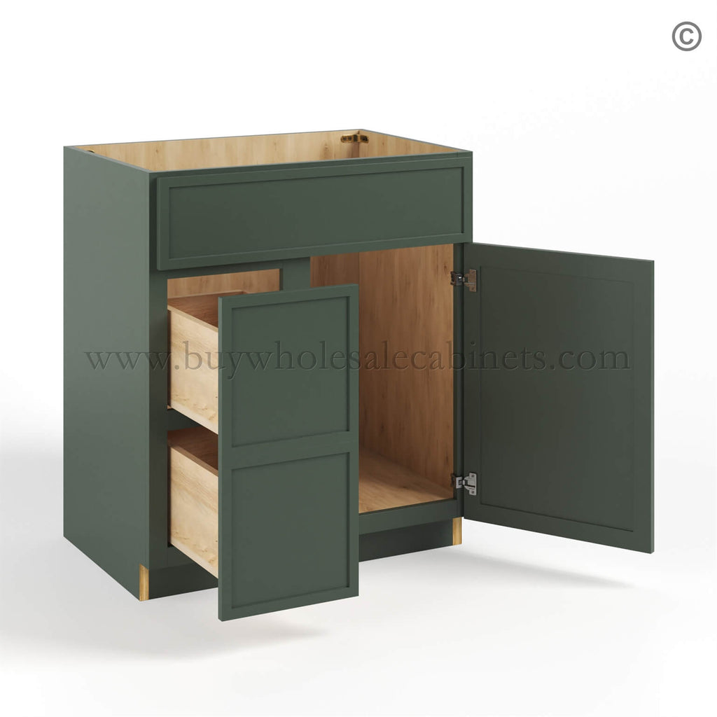 Slim Shaker Green Vanity Sink Base Combo 30″W