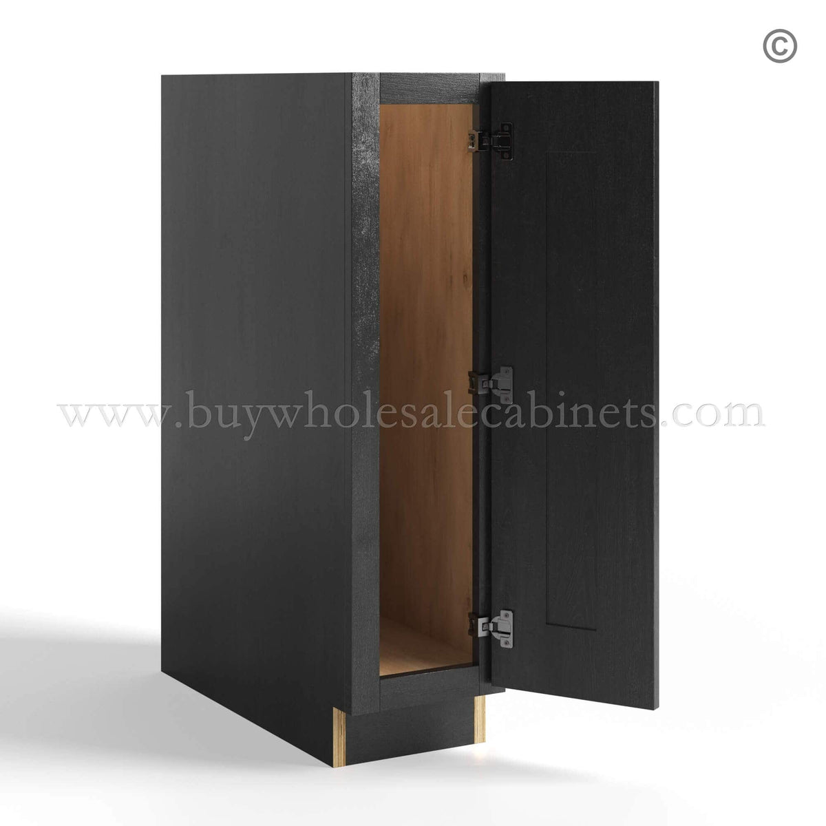 Charcoal Black Shaker Full Height Door Base Cabinets Single Door