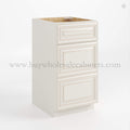 Charleston White Raised Panel Vanity Three Drawer Base Cabinet
