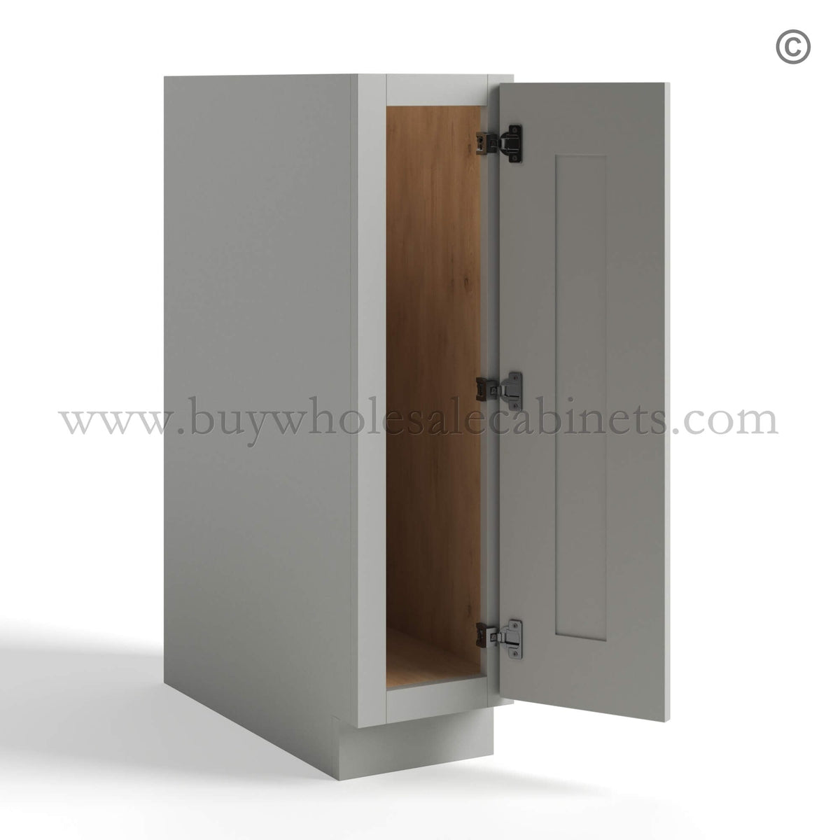 Dorian Gray Shaker Full Height Door Base Cabinets Single Door