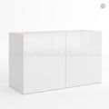 Frameless Gloss White Double Door Wall Microwave/Stove Bridge Cabinet 18″H