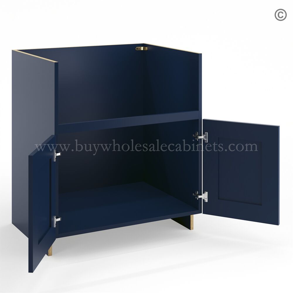 Frameless Oxford Blue Farm Sink Base Cabinet – 2 Doors