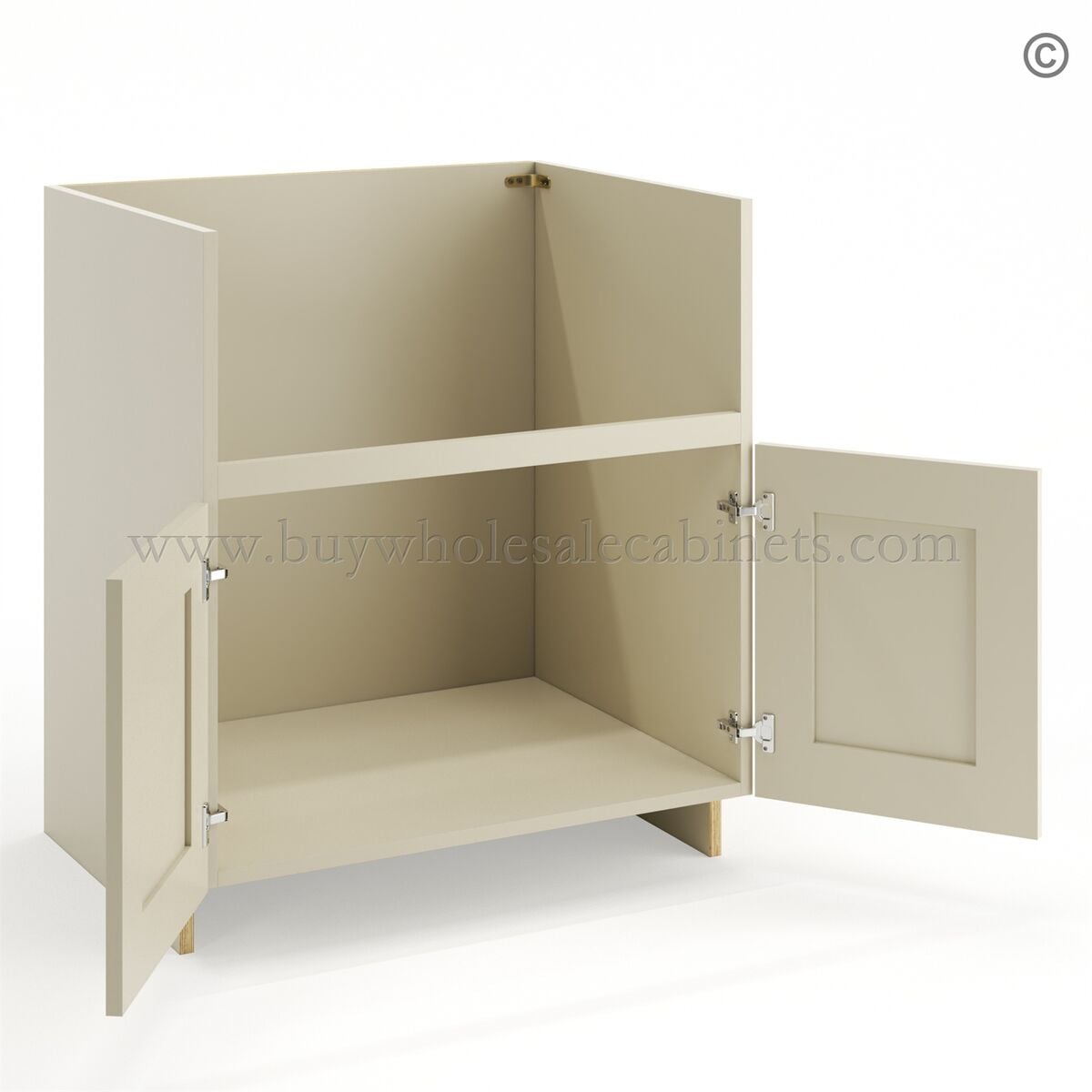 Frameless Ivory White Farm Sink Base Cabinet – 2 Doors