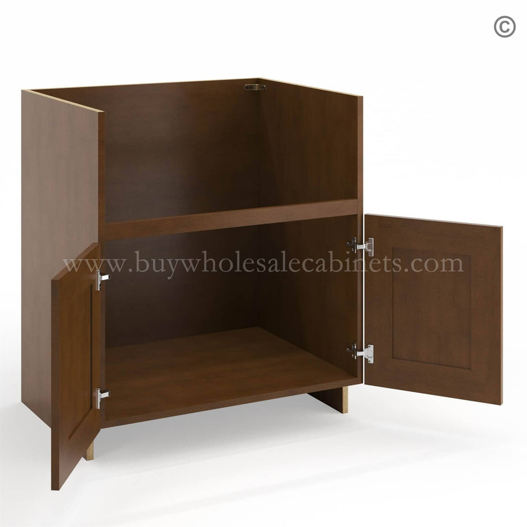 Frameless Classic Chestnut Farm Sink Base Cabinet – 2 Doors