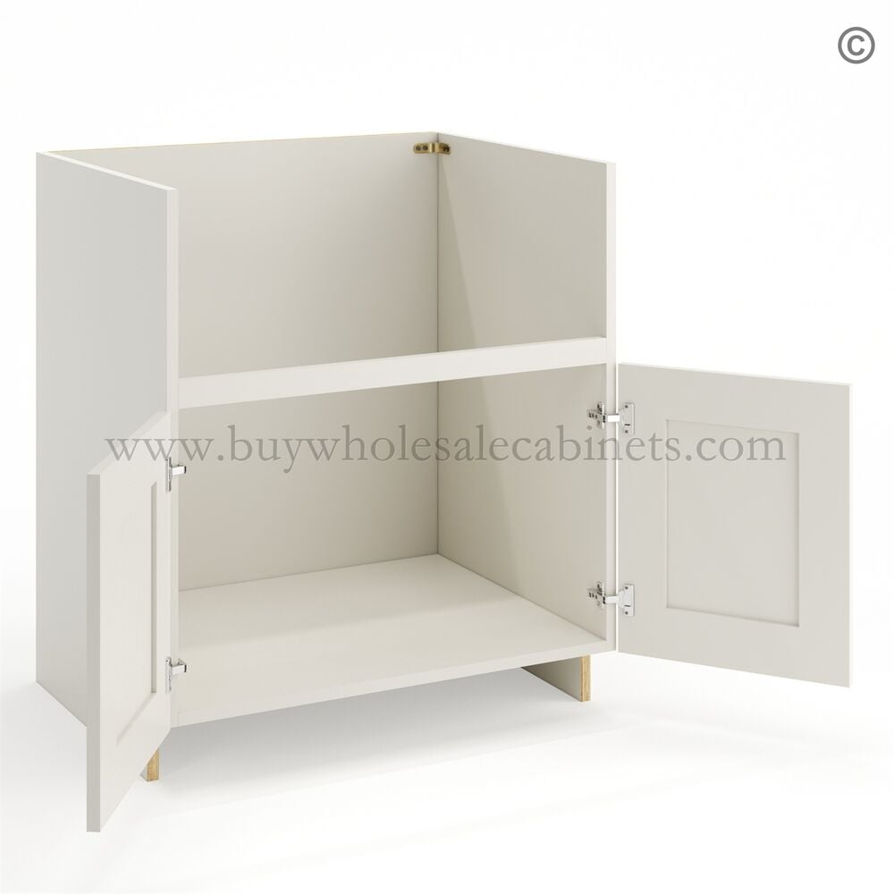 Frameless Pearl White Farm Sink Base Cabinet – 2 Doors