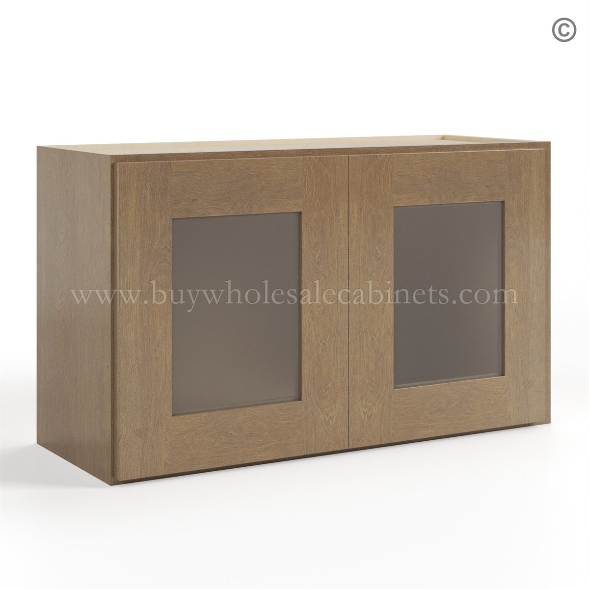Rustic Wood Shaker 18″ H Double Door Wall Cabinet With Glass Doors