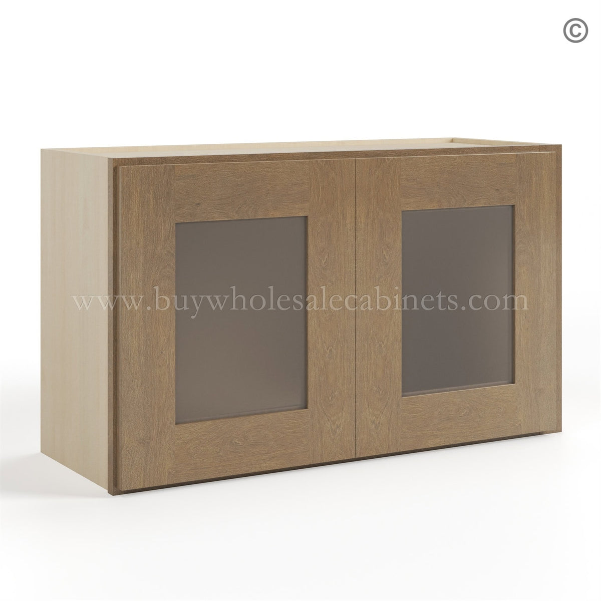 Rustic Wood Shaker 18″ H Double Door Wall Cabinet With Glass Doors