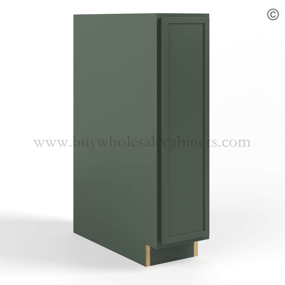 Slim Shaker Green Full Height Door Base Cabinets Single Door