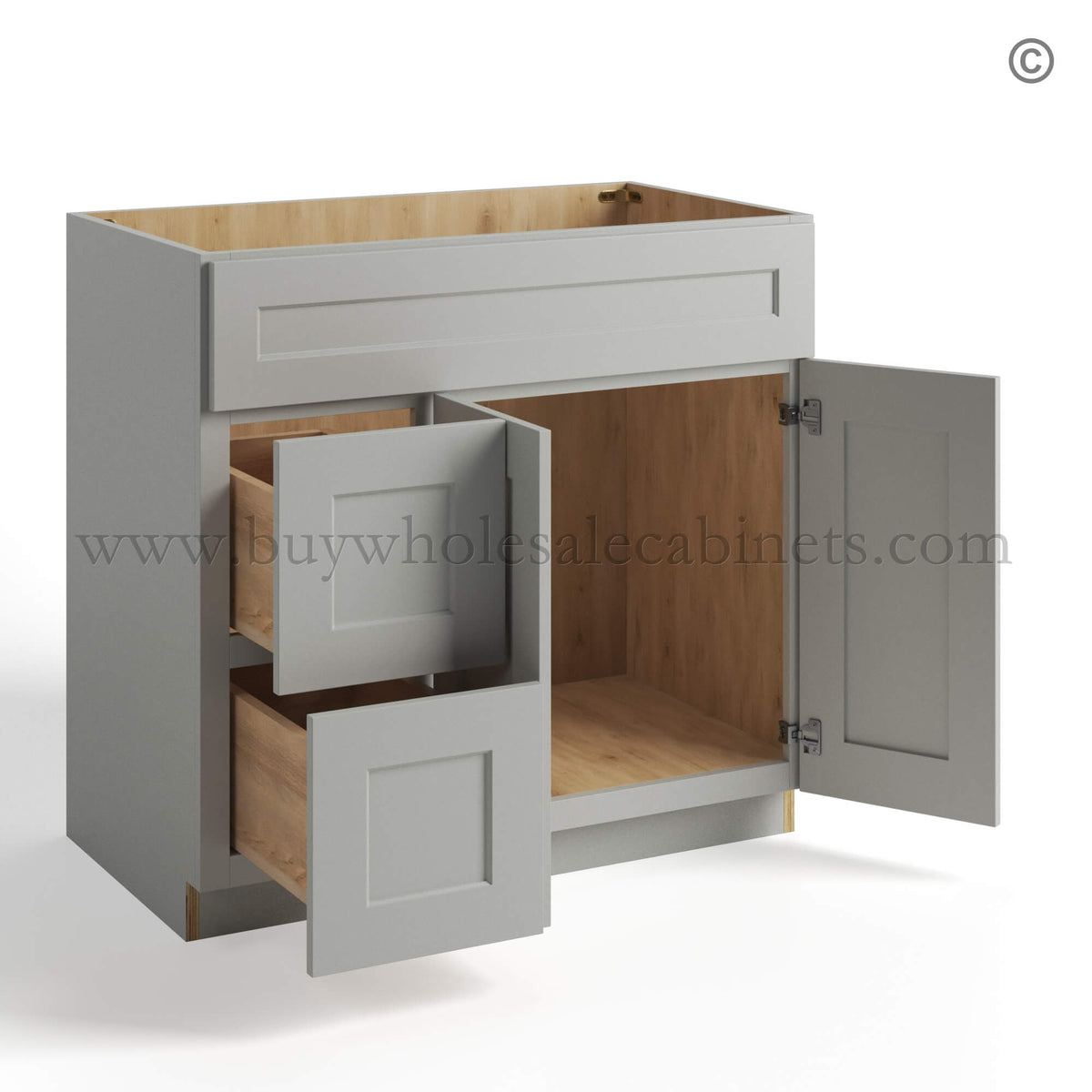 Dorian Gray Shaker Vanity Sink Base Combo 36″W