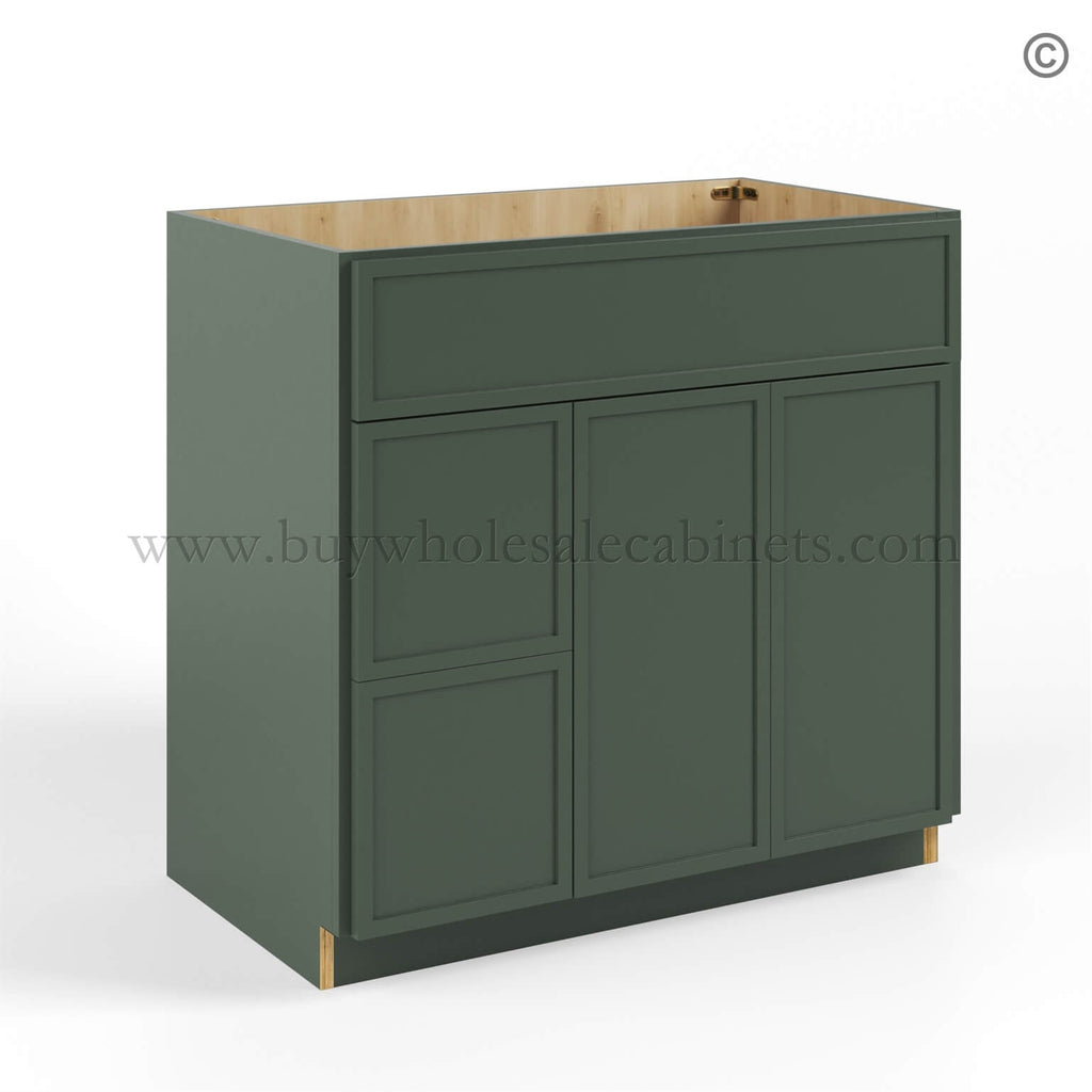 Slim Shaker Green Vanity Sink Base Combo 36″W