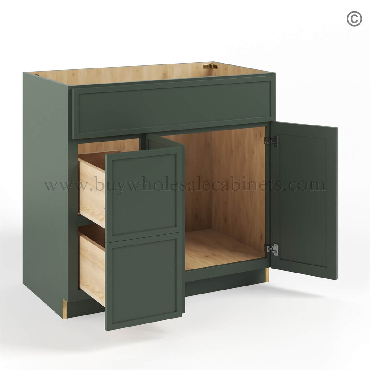 Slim Shaker Green Vanity Sink Base Combo 36″W