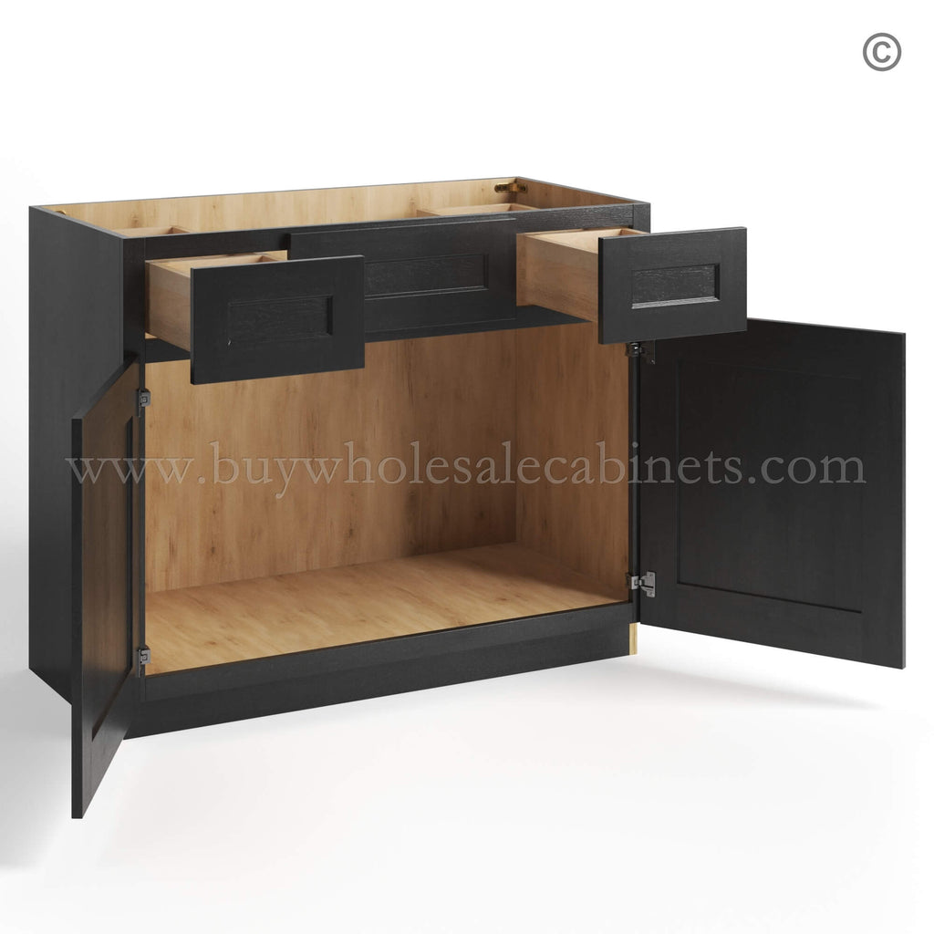 Charcoal Black Shaker Vanity Sink Base Combo 42″W