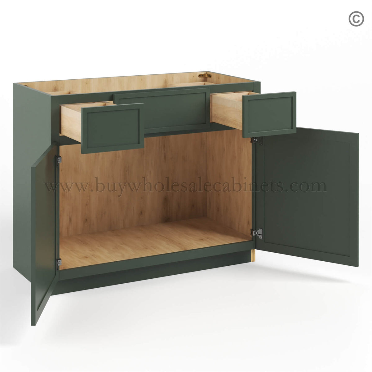 Slim Shaker Green Vanity Sink Base Combo 42″W