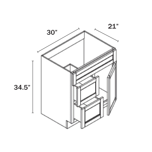Slim Shaker Green Vanity Sink Base Combo 30″W