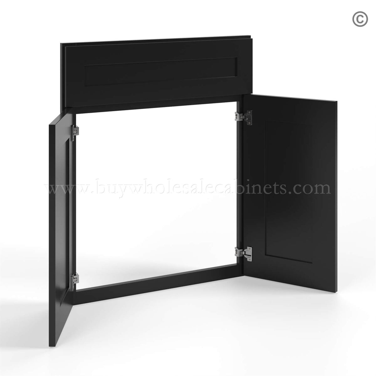 Black Shaker Corner Sink Base Front