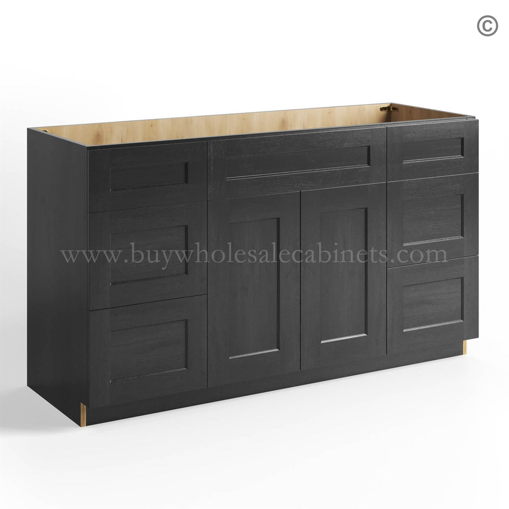 Charcoal Black Shaker Vanity Sink Base Combo 48″W