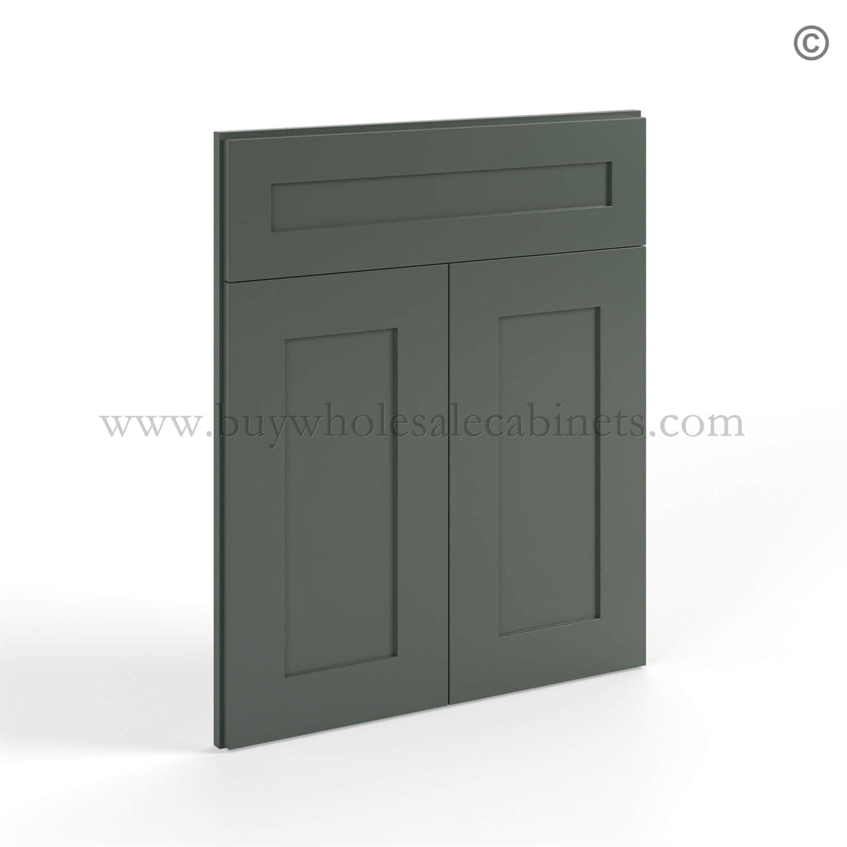 Green Shaker Corner Sink Base Front